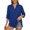 Blue, variant on Long Sleeve Shirts for Women Casual Summer V-Neck Button Down Side Slit Blouse Comfortable Breathable Loose Fit Womens T Shirts Dark Blue S