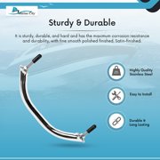 MARINE CITY Polished Stainless Steel Oval Grab Rail Handle with Flange and Stud 12 Inches for Boats Ships Yachts Kayaks Hardware Accessories