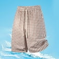 thumbnail image 2 of CONZONE Men'S Baggy Shorts Elastic Waist Drawstring Summer Shorts For Men Casual Plaid Lightweight Shorts With Pockets, 2 of 4