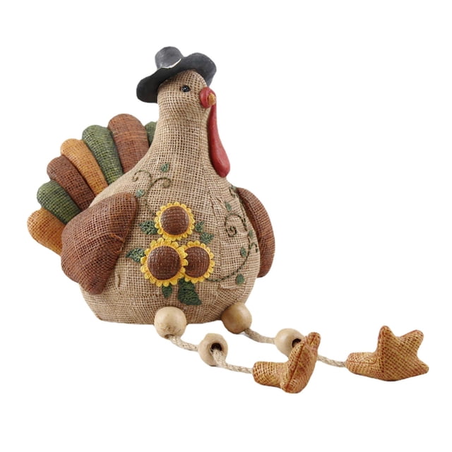 Estatua de pavo de Acción de Gracias, artesanía, figura para mesa, escritorio, decoración navideña pavo sentado