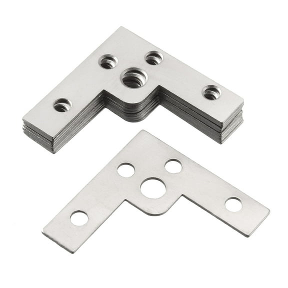Flat Angle Bracket Plate L Shape Repair Joining Support Brace, 40mmx40mm Silver Tone, 20 Pcs