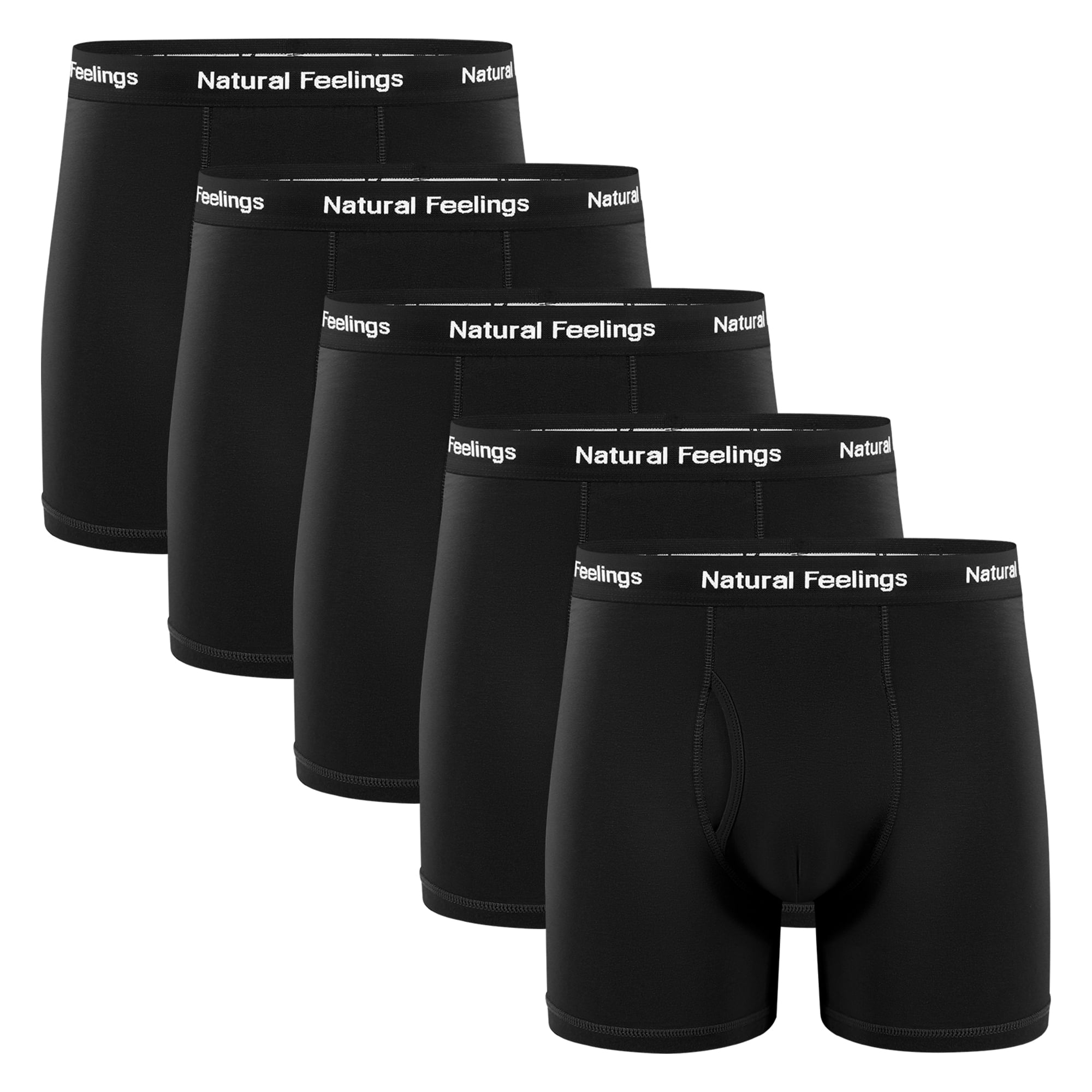 Natural Feelings Men's Boxer Briefs Pack - Cotton Underwear With Pouch & Fly, 5-Pack Assorted Colors