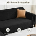 thumbnail image 5 of Sanmadrola Couch Cover for 3 Cushion Couch Sofa Cover Sectional Sofa Cover for Dog Sofa Slipcover Washable Couch Covers for L-Shape Sofa Reversible Sofa Protector 71''x134'' Black 1 Piece, 5 of 8