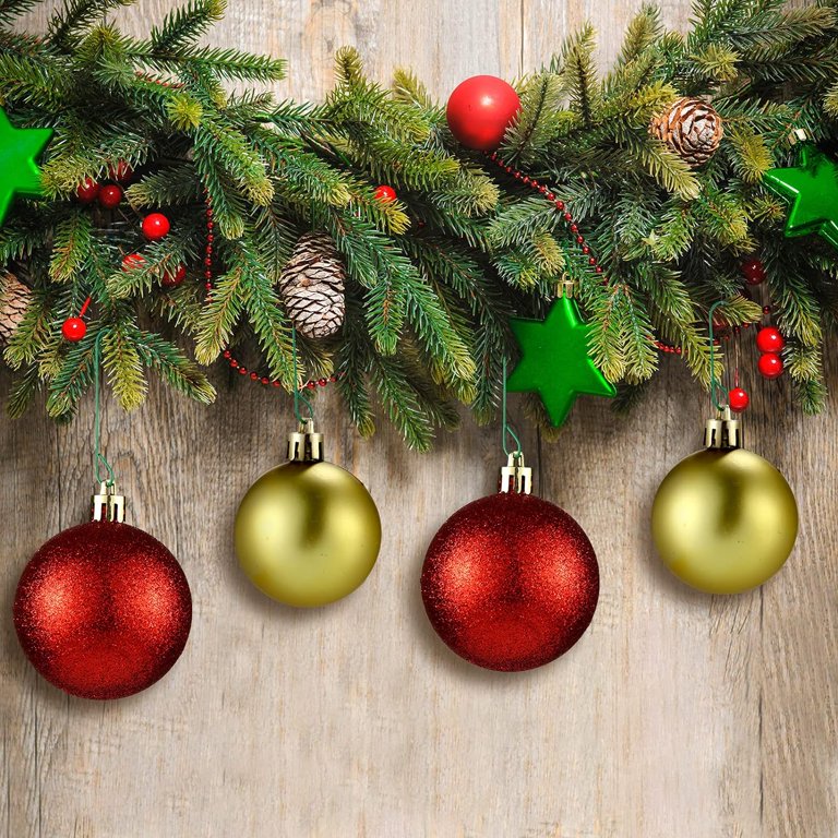 Christmas Ornament Hooks With Acrylic Beads – 36-Pack Decorative Iron Hooks For Tree Decorations (Gold, Clear, Red, Green)