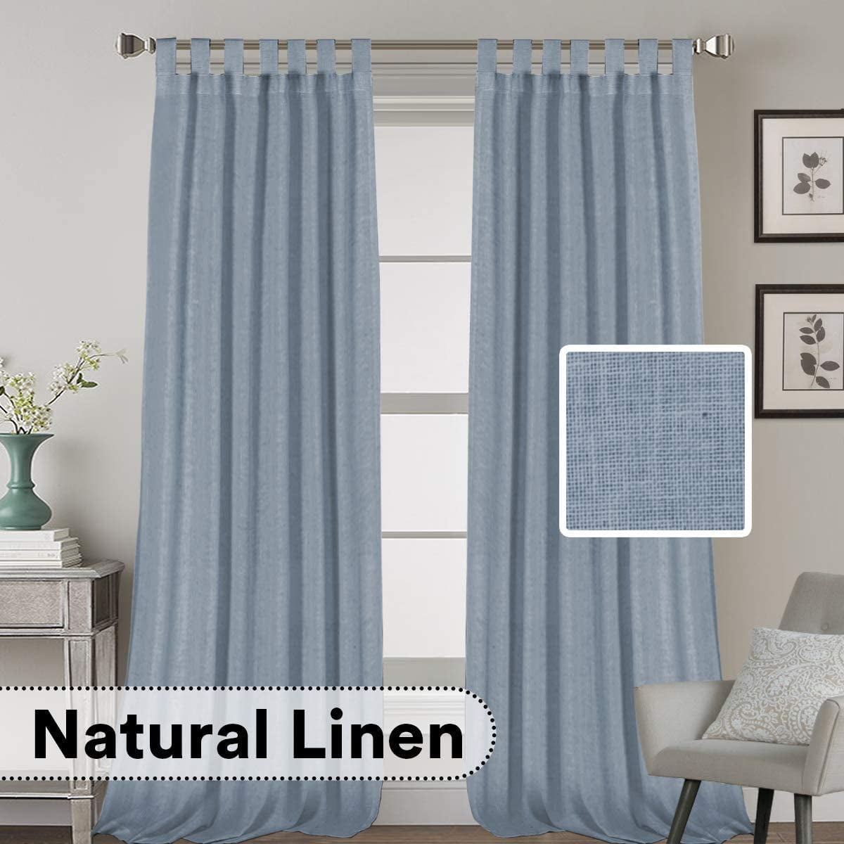 Linen Curtains Natural Linen Blended Curtains Tab Top Window Treatments