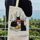 thumbnail image 4 of Dlzdn Bolso de Lona Negro con Gato para Mujeres, Bolsa Estética Linda con Flores de Gato, Bolsa de Libros, Bolsa de Compras, Bolsa de Comestibles, Bolsa de Playa, Regalos para Mujeres, Profesora, 4 of 4