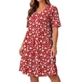 thumbnail image 6 of Ygbgbb Women's Plus Size V‑Neck Short Sleeve Ditsy Floral Print Midi Dress, Comfortable A‑Line Dress with Side Pockets for Summer Vacation Multicolor L, 6 of 8