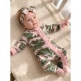 thumbnail image 3 of Cenuakty Infant Baby Girls Footed Romper Long Sleeve Camo Jumpsuit with Headband, 3 of 9