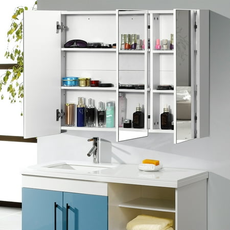 Costway 36 Wide Wall Mount Mirrored Bathroom Medicine Cabinet Mirrored Bathroom Medicine Cabinet