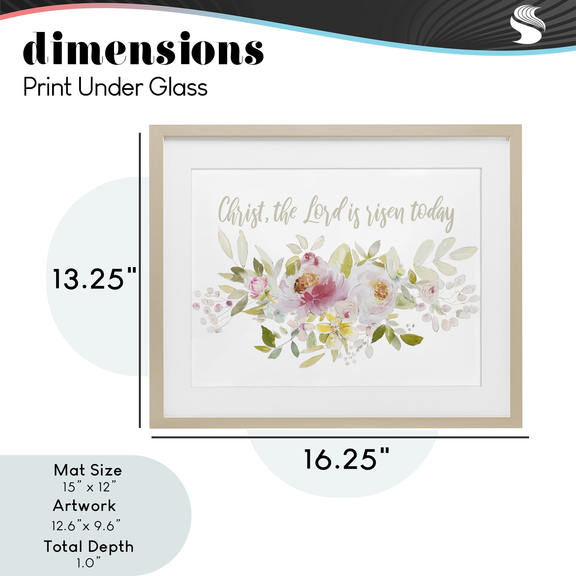 Stupell Industries The Lord Is Risen Florals Birch Framed Print Under Glass, design by Patricia Pinto