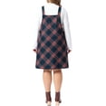 thumbnail image 5 of Agnes Orinda Women's Plus Size Halloween Outfits Plaid Pinafore Midi Dress Sleeveless Adjustable Strap Suspender Overall Dresses with Pockets 3X Dark Blue, 5 of 8