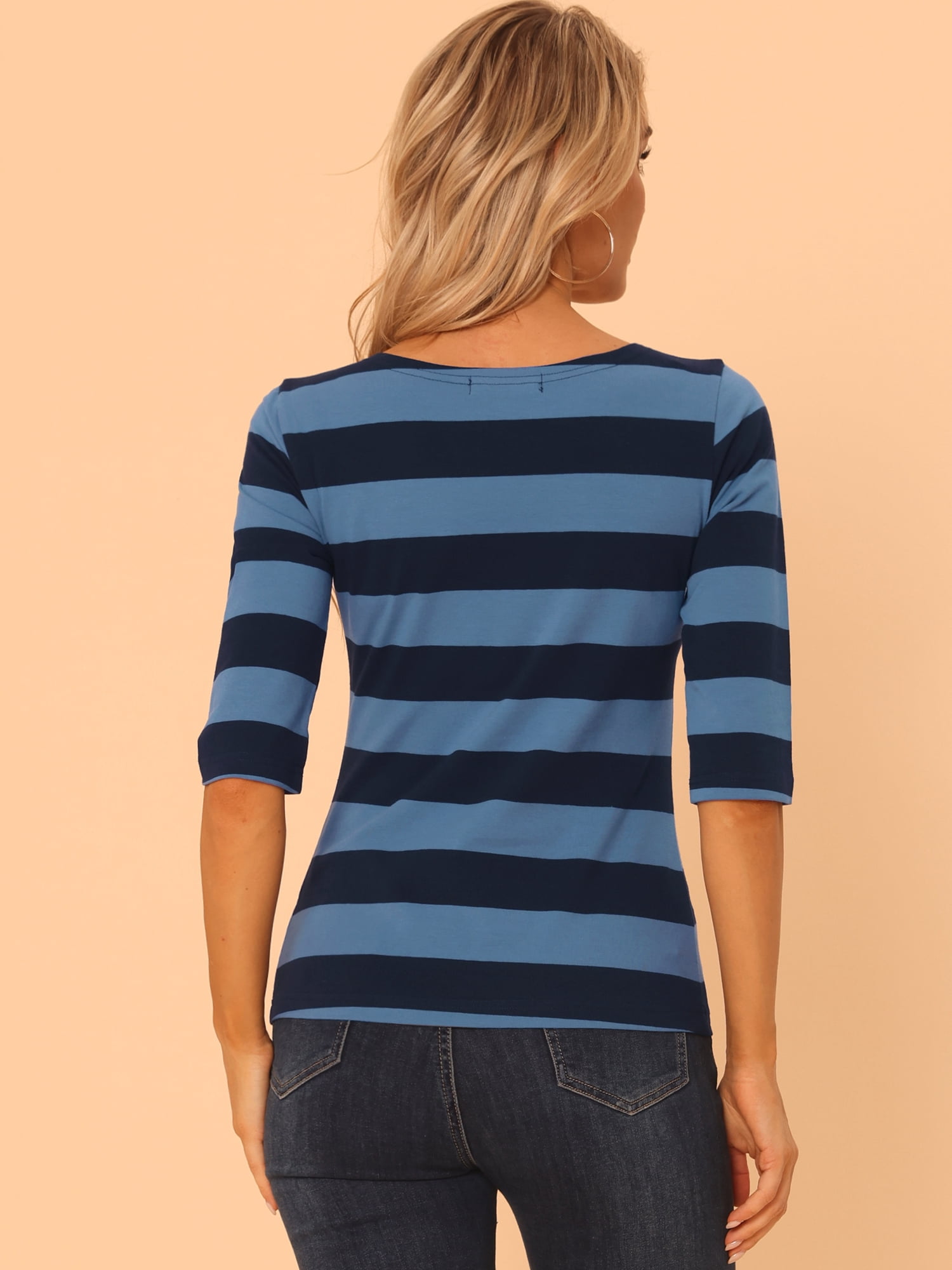 DARING DIVA Women's Halloween Costume Boat Neck Top T-Shirts M Blue Dark Blue