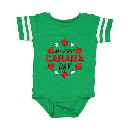 

Inktastic My First Canada Day with Red and White Maple Leaves Gift Baby Boy or Baby Girl Bodysuit