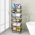thumbnail image 5 of Fruit Vegetable Storage Basket for Kitchen - 6 tier Stackable Metal Wire Baskets Cart with Rolling Wheels Utility Fruits Rack Produce Snack Organizer Bins for Pantry Bathroom Laundry Bronze, 5 of 13