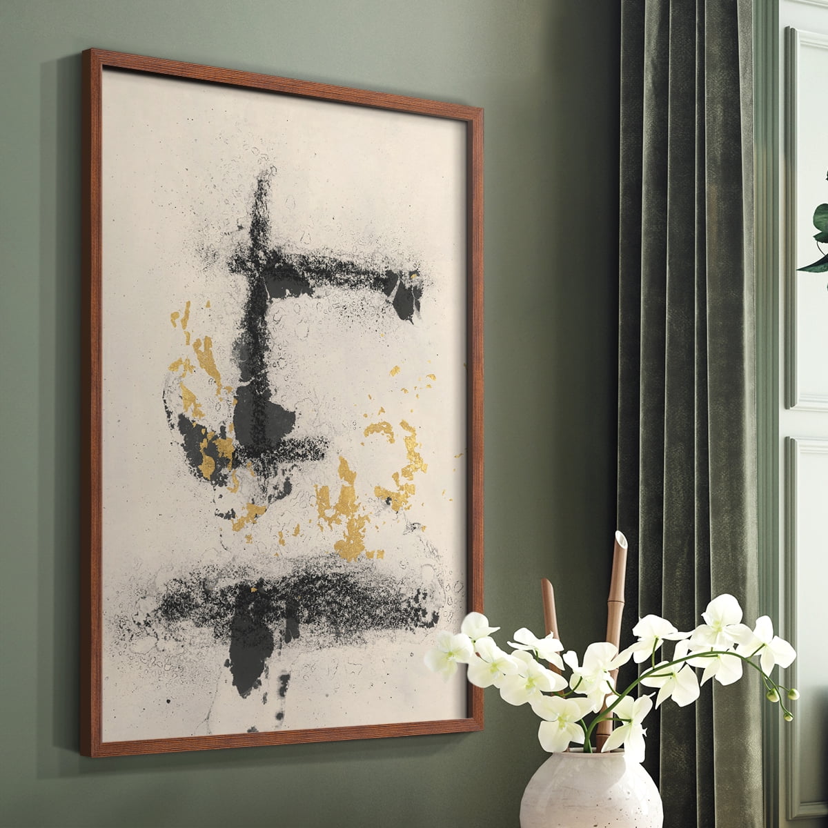 Charcoal Remnants II Framed Print in Brown Solid Wood Framed Print No Nail Hanging