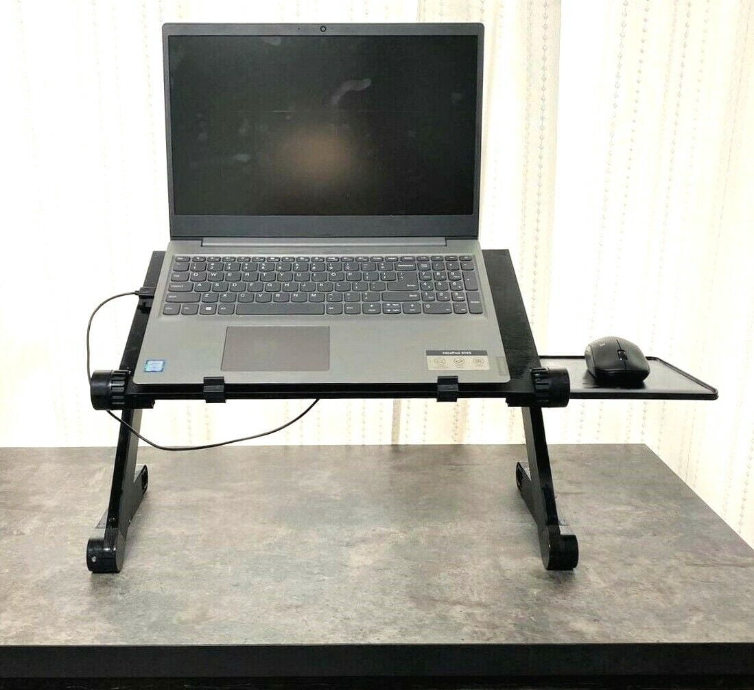 360° Adjustable Laptop Table Stand Lap Sofa Bed Computer Notebook Desk with 2 Built-in Cooling Fans - Portable and Ergonomic Workstation for Ultimate Comfort and Productivity