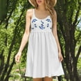 thumbnail image 2 of Boho Dresses For Women Beach Fashion Casual Loose A-Line V-Neck Sleeveless Spaghetti Straps Solid Color Mini Flowy Sundress White-10, 2 of 8