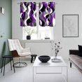 thumbnail image 4 of Purple Stripe Kitchen Curtains Small Short 39 Inch Length, Black Grey White Gradient Striped Geometric Grommet Bedroom Living Room Curtains, Light Filtering Cafe Curtain Drapes 2 Panels Set 55''x39'', 4 of 9