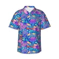 thumbnail image 2 of Goofa Colorful Mushrooms Hawaiian Shirt for Men, Unisex Summer Beach Casual Short Sleeve Button Down Shirts,Aloha Tropical Floral print shirt-Small, 2 of 9