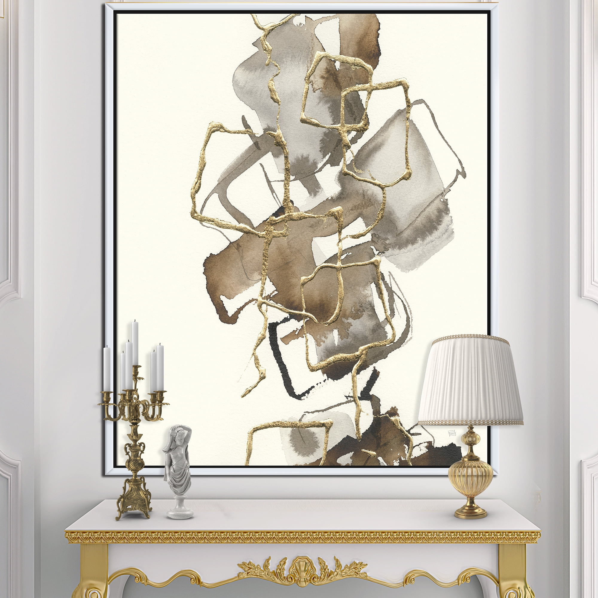 Designart ' Gold Glam Squares III ' Modern & Contemporary Framed Canvas