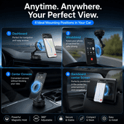 Universal Phone Vacuum Magnetic Holder, 360° Rotation Strong Suction for Car & Mirror