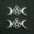 thumbnail image 3 of EOEMY 10 Tibet Silver Pentagram Pentacle Moon Charms Pendant 16X30mm Pagan Wiccan-Golden Tone, 3 of 7
