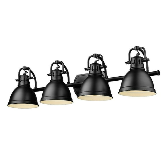 Golden Lighting Duncan 4 Light Bath Vanity Matte Black Damp Rated Incandescent