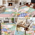 thumbnail image 5 of 6'x9' Area Rugs, Easter Indoor Outdoor Area Rug for Living Room Bedroom, Spring Rabbit Ears Foot Eggs Floral Wooden Grain Washable Bathroom Rugs Kitchen Floor Carpet Mats Home Decor Aesthetic, 5 of 8