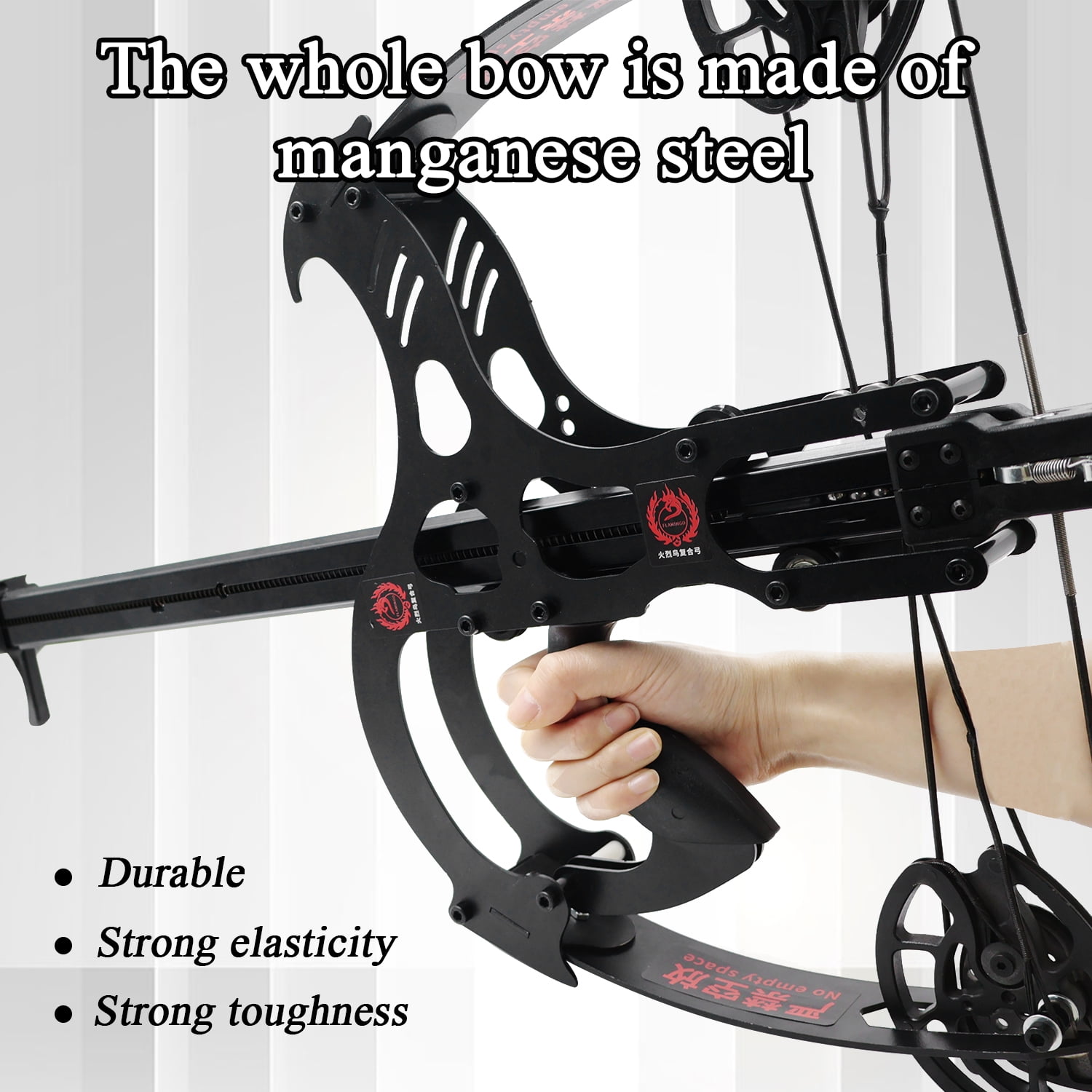 Runzkzy All-metal Composite Bow 50-shot Steel Ball Bow Adult Mechanical Pulley Long Pole Slingshot