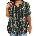 thumbnail image 1 of Soldes d'Été Iumwxz Tunique Décontractée Tendance Grande Taille Ourlet Incurvé Blouses Grande Taille pour Femmes Blouse Imprimée Florale Manches Courtes Col Rond Tee Tops pour Femmes Tendance Bureau Bas, 1 of 5