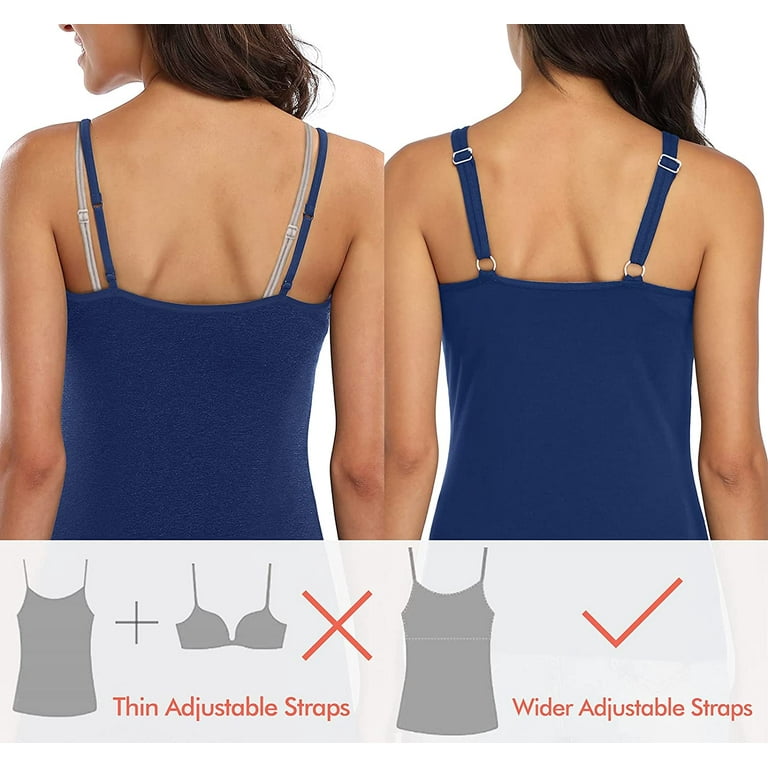 Asoul Women Cotton Camisole With Shelf Bra Wider Adjustable Straps Basic  Tank Tops for lady