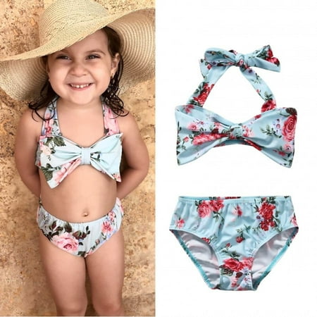 Floral Infant Kids Girls Bikini Set Swimwear Swimsuit Bathing Swimming Costume