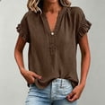 thumbnail image 3 of QASIEATN Women's Trendy Essentials Clothing: Elegant Short Sleeve V Neck Blouse Fall Fashion Outfits for Women, 3 of 6