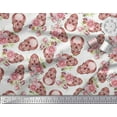 thumbnail image 3 of Soimoi Viscose Chiffon Fabric Skull & Begonia Floral Print Fabric by The Yard 42 Inch Wide, 3 of 3
