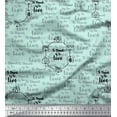 thumbnail image 1 of Soimoi Green Modal Satin Fabric To Travel Is To Live Text Print Fabric by the Yard 42 Inch Wide, 1 of 2