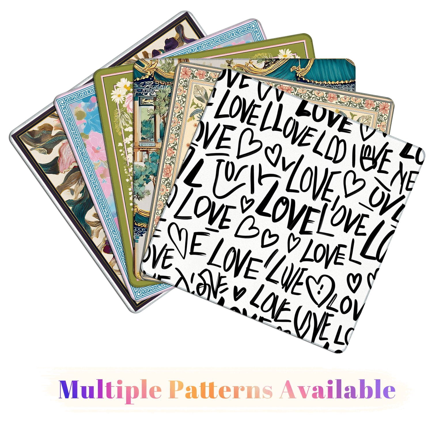 Mahjong Mat 31.5" x 31.5" Abstract seamless chaotic words love hearts Grunge monochrome Non-Slip Noise Reduction American Mahjong Tiles Table Cover for Dominoes Poker Card Board Games Gift