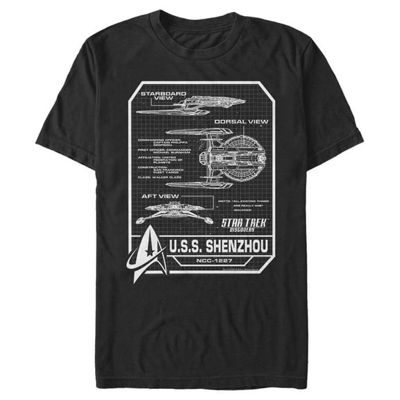 Men's Star Trek: Discovery Shenzhou NCC-1227 Graphic Tee Black 3X Large