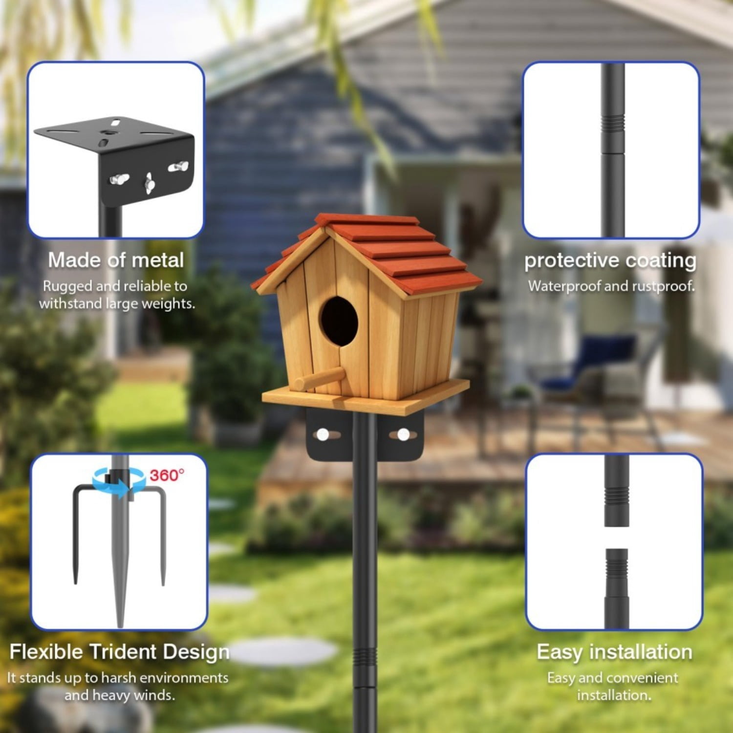80" Heavy-Duty Adjustable Bird Feeder Pole