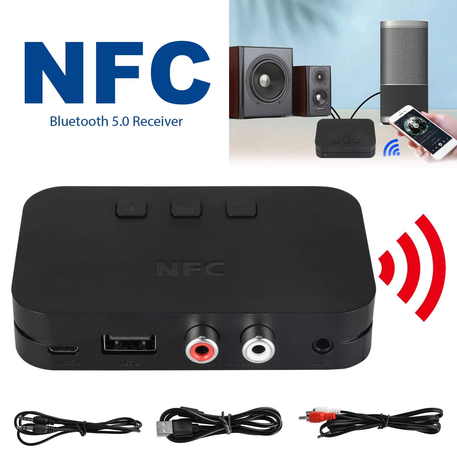 Bluetooth 5.0 Receiver, NFC Wireless Audio Adapter, Low