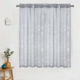 thumbnail image 6 of GlowSol 26"W x 45"L Short Sheer Curtains Floral Embroidered Faux Linen Textured Kitchen Tier Curtains Cafe Curtains for Living Room, Gray, 2 Panels, 6 of 6