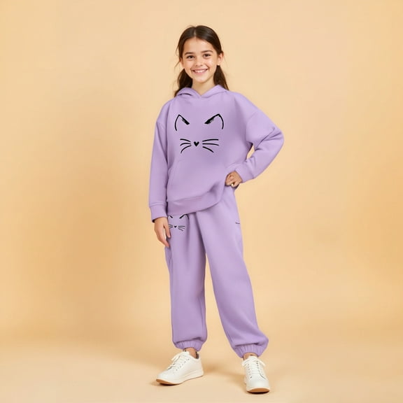 LIUYUNNN Kids Toddler Sweatsuit 2PC Long Sleeve Cartoon Pullover Hooded Sweatsuits Pullover Sweatpants Warm Fall Winter Clothes Boys' Tracksuits 3-4 Years Boys Girls Fall and Winter Outfits