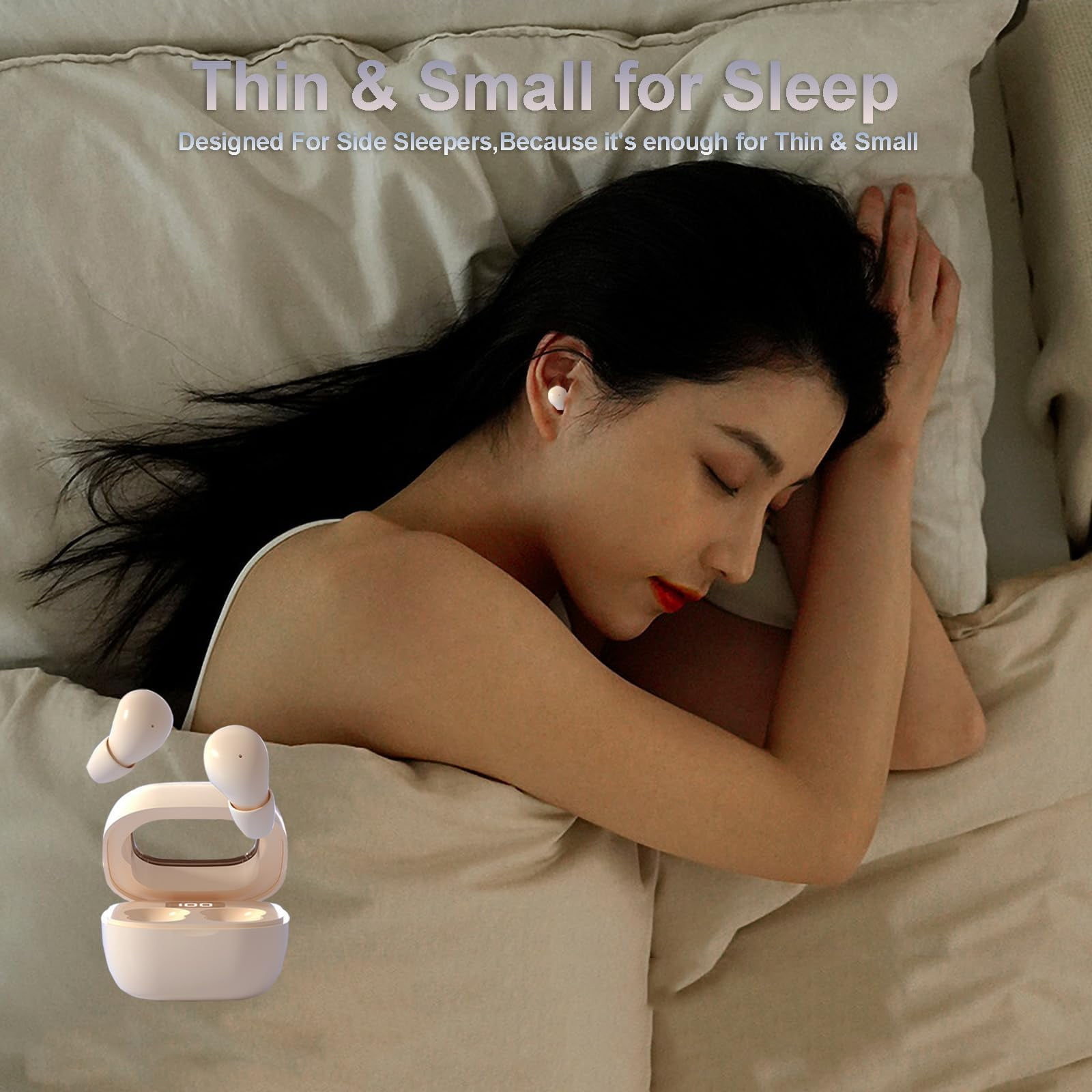 Wireless Smallest Invisible Earbuds For Sleep Ultra Small Hidden Earphones Ear Buds For Small Ear Bluetooth Mini Invisible Sleep Noise Cancelling Earbuds For Side Sleepers Hidden Headphones For Work