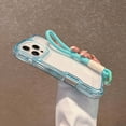 thumbnail image 5 of For iPhone 16 Pro Max Clear Phone Case,3-in-1 Heavy Duty Protection,With Wrist Strap,Transparent Back,Shockproof Bumper Military Drop Protection Anti-Scratch Rugged Phone Case,Blue, 5 of 10