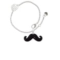 thumbnail image 2 of Delight Jewelry Silvertone Large Black Enamel Mustache Silver-tone Rose Link Chain Bracelet, 6.25"+1.75" Extender, 2 of 4