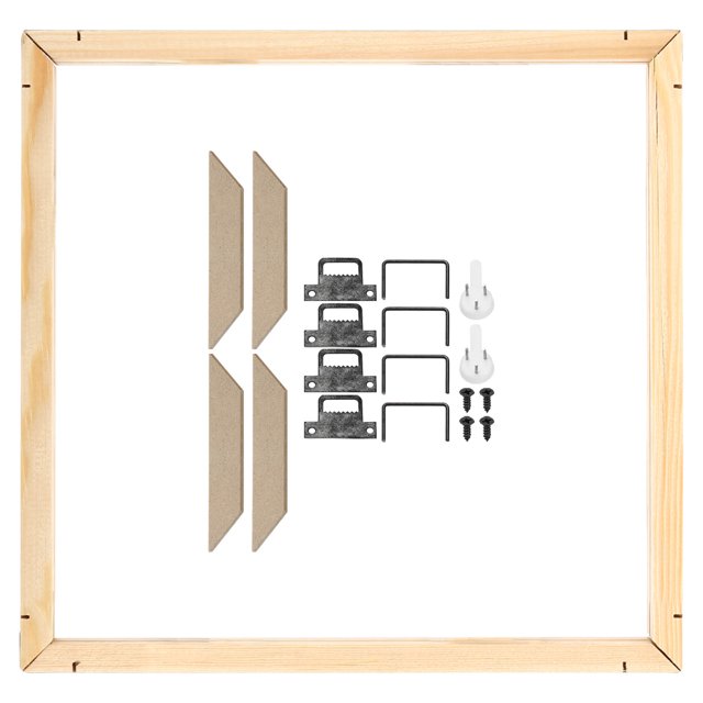 Unique Bargains Canvas Stretcher Bars Kit, 20x20 Inch Rectangle Solid Wood Frame for Paint, Prints, Oil Paintings, Wood Color