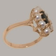 thumbnail image 3 of LBG British Made 18k Rose Gold Real Genuine Sapphire & Cultured Pearl Womens Statement Ring - 33 size options - Size 8.25, 3 of 6