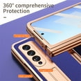thumbnail image 5 of SaniMore Case for Samusng Galaxy Z Fold 4 6.7" 2022, Leather Skin Platng Frame Hinge Protection Screen Ptotector Hidden Kickstand Pen Slot All-inclusive Heavy Duty Protective Case for Z Fold 4, Blue, 5 of 7