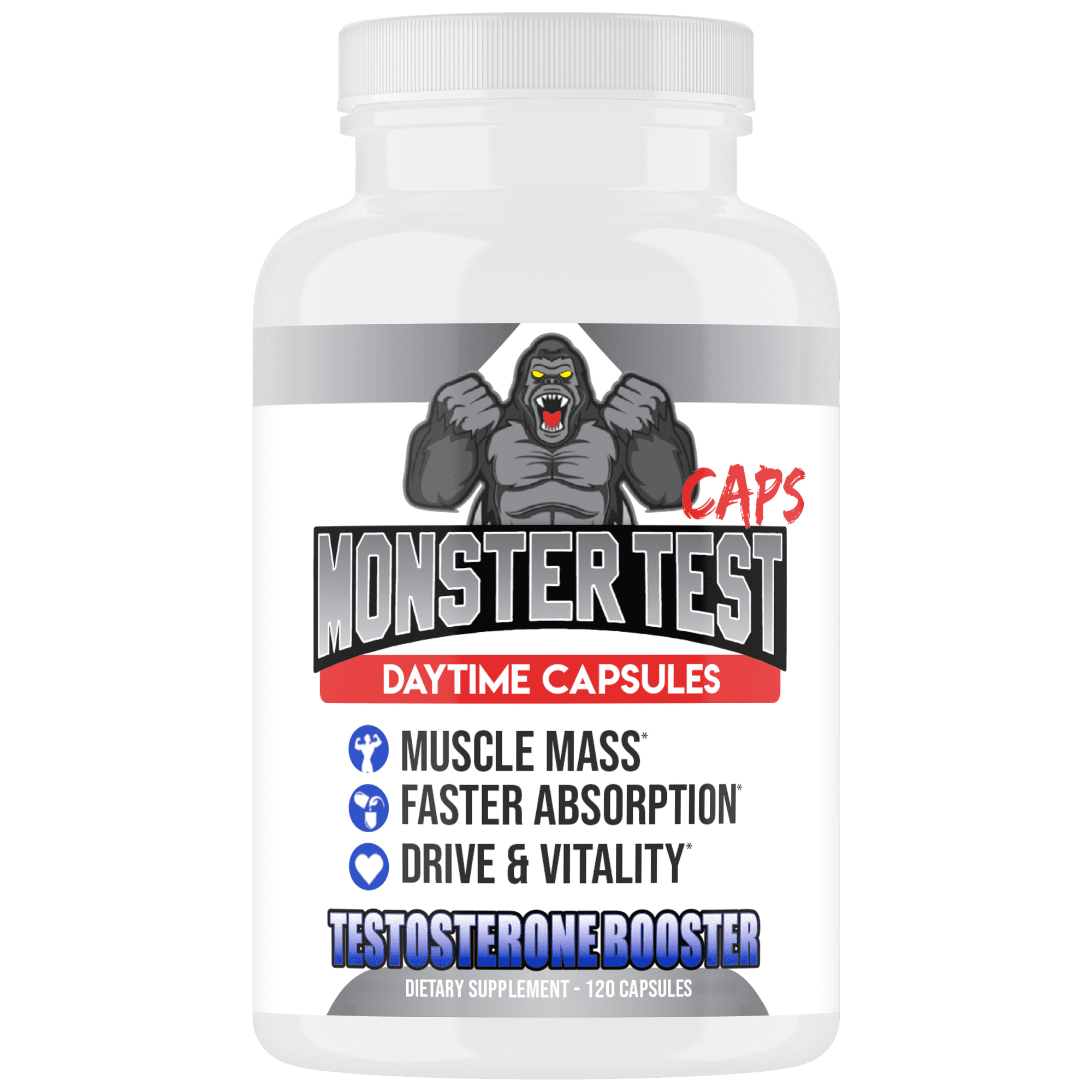 Angry Supplements Monster Test Caps, Testosterone Booster Capsules for Men, 120ct