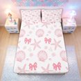 thumbnail image 4 of meiyoeat Kawaii Coastal Bowknot Bed Sheets for Girls, Pink Sea Shell Starfish Full Size Sheets, 4pcs, 1 Flat Sheet, 1 Fitted Sheet and 2 Pillowcases, 4 of 5