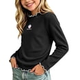 thumbnail image 3 of PureCasa Toddlers Baby Girls Basic Shirts Turtleneck T-Shirt Tops Cotton Lettuce Edge Trim Long Sleeve Cute Print Toddler Girl Clothes, 3 of 7
